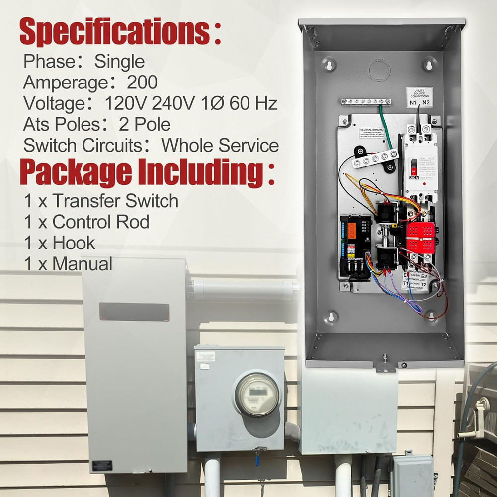 200 Amp Automatic Transfer Switch w/Power Management Replacement for Generac ...