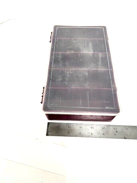 PLASTIC MAROON HOBBY CASE 11" x 6" - 6 COMPARTMENTS- USED