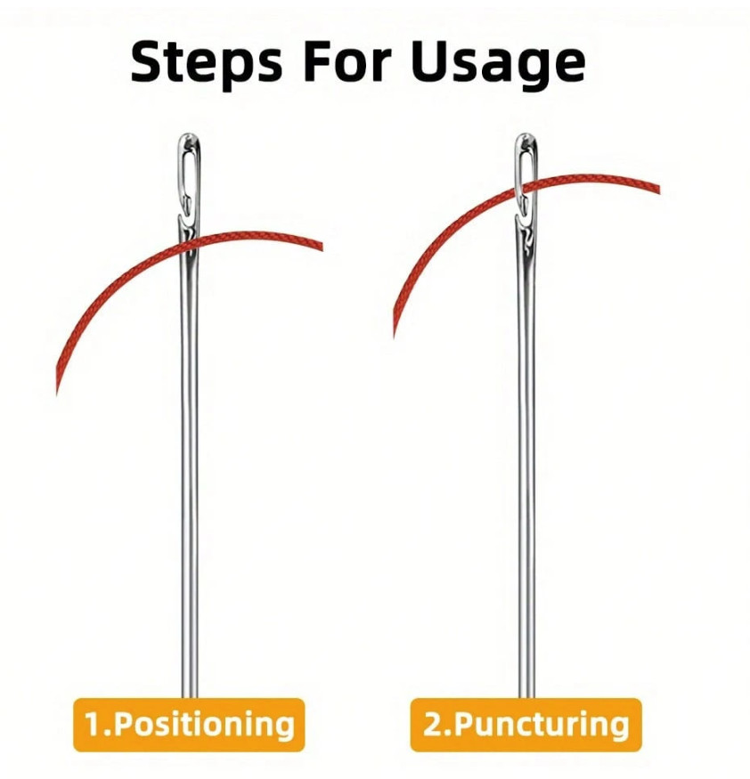 1pc 12‑Pack Self‑Threading Sewing Needles – Easy Thread, Assorted Sizes - NEW