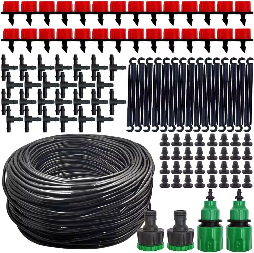 Complete Drip Irrigation Kit – Adjustable Flow, Drip Heads, Hose, Pots & Garden