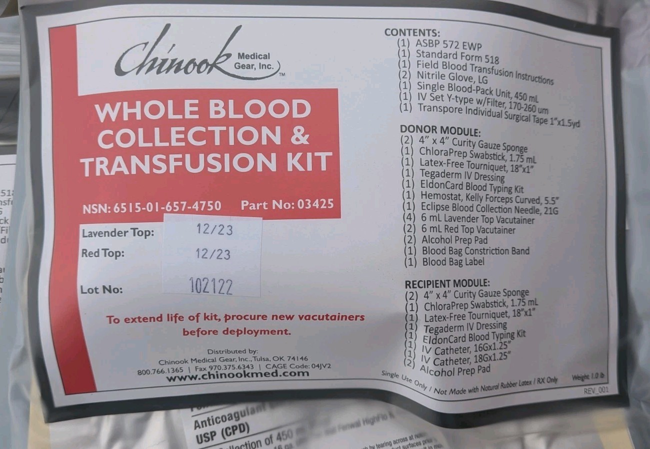 Lot Of 3 - Chinook Medical Gear Whole Blood Collection & Transfusion Kit 12/23