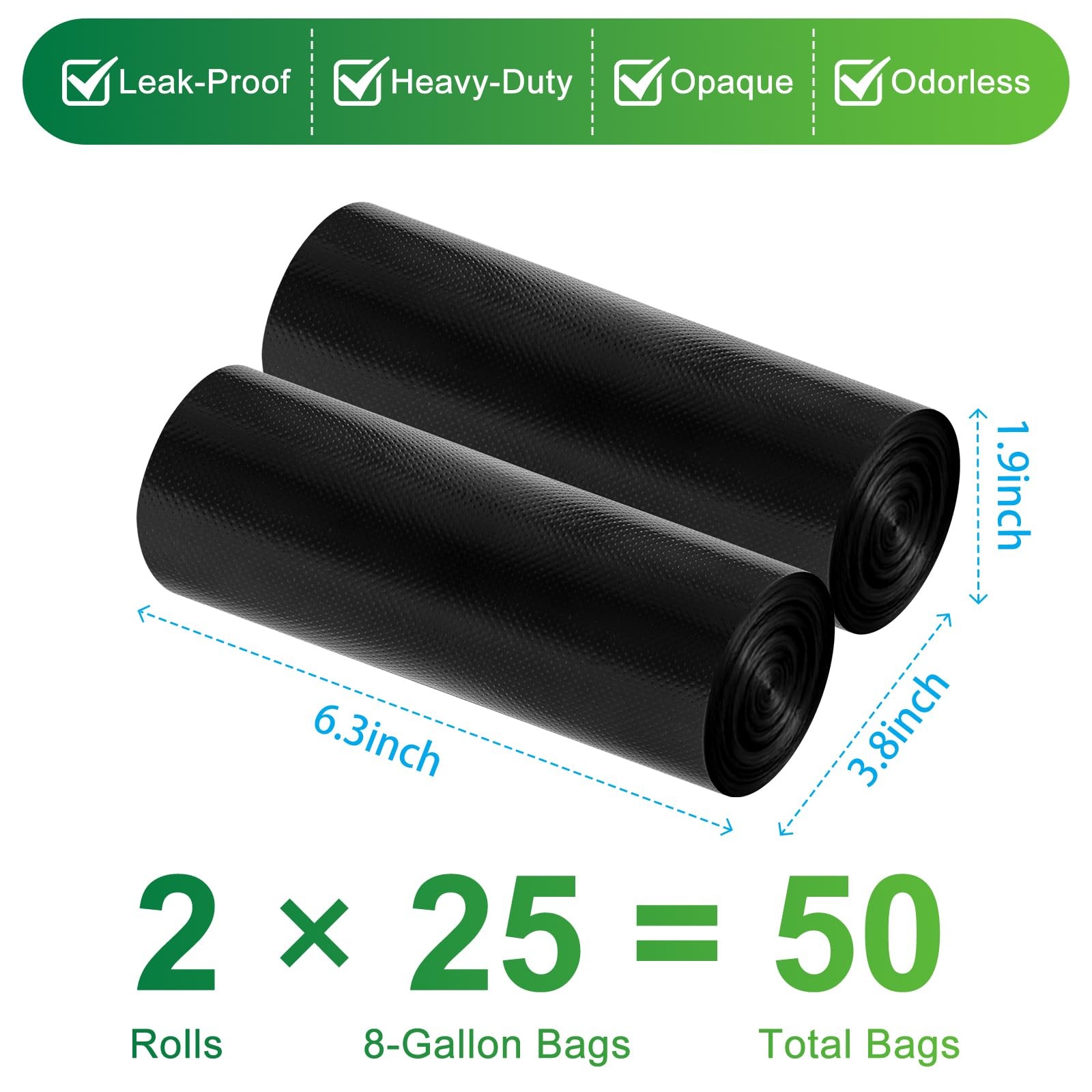 Portable Camping Toilet Bags - 50 Biodegradable Potty Liners for 5-Gallon Bucket
