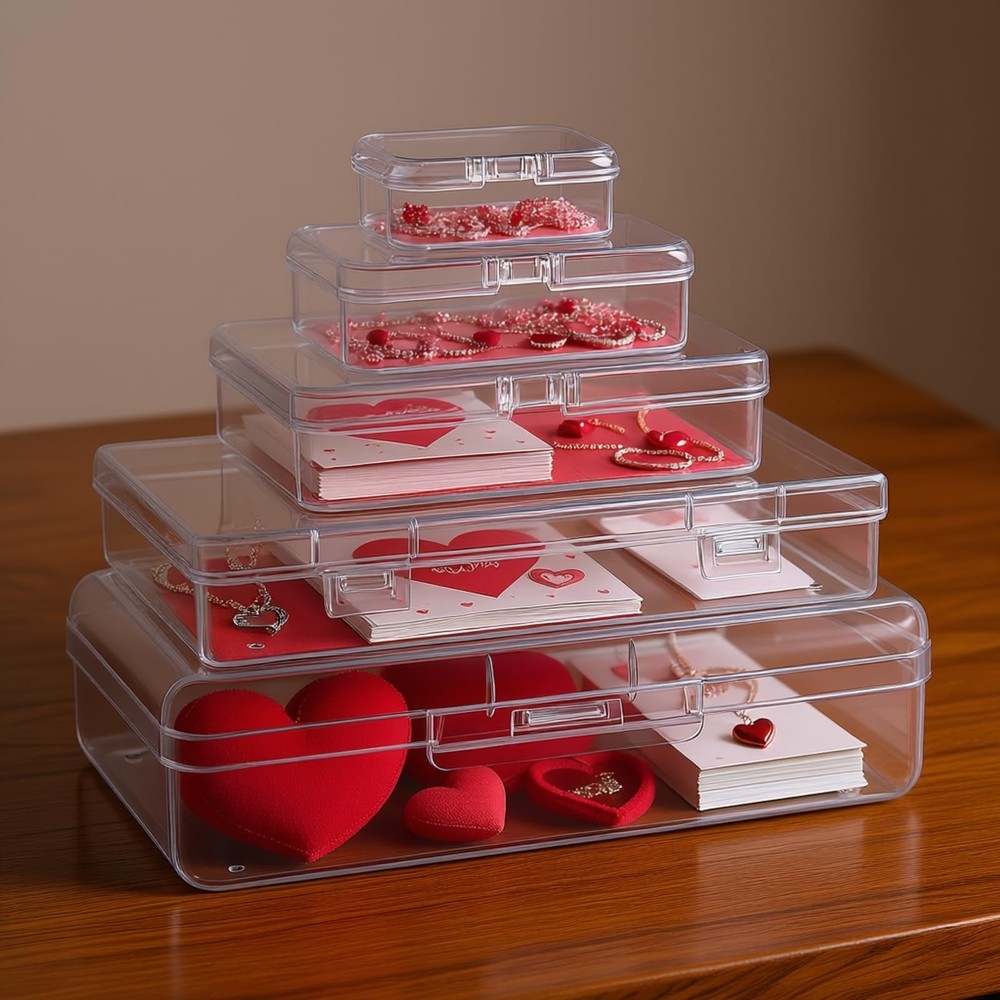 Thintinick 42 Pack Rectangular Mixed Sizes Clear Plastic Storage Containers B...