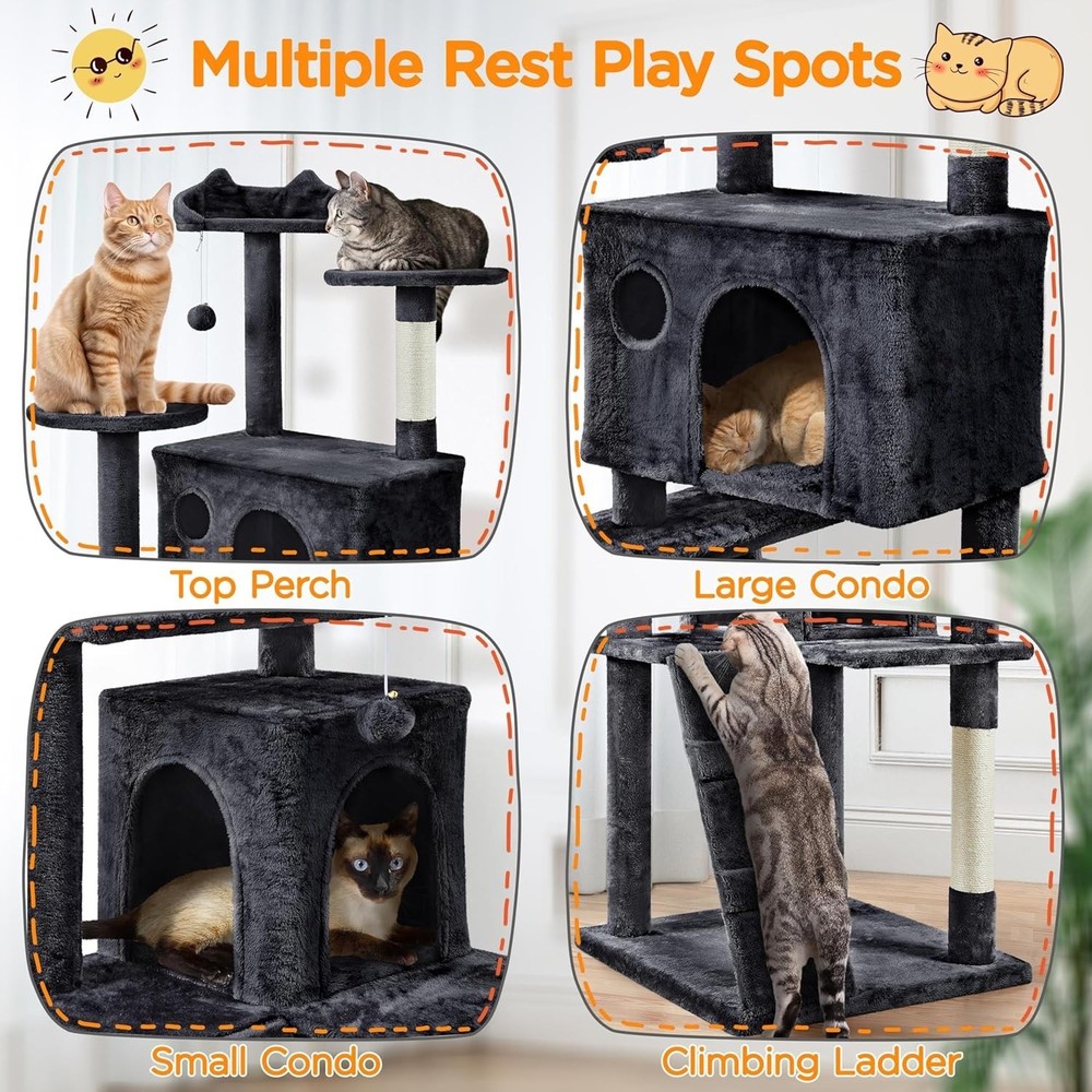 Larget Cat Tree, 80in Multi-Level Cat Tower with Cat Scratching Posts, Double...