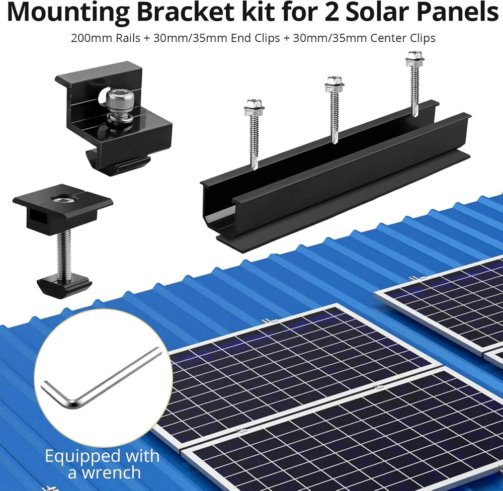 6Pcs Solar Panel Mounting Brackets, Aluminium 7.87" Solar Panel Mounting Rail &