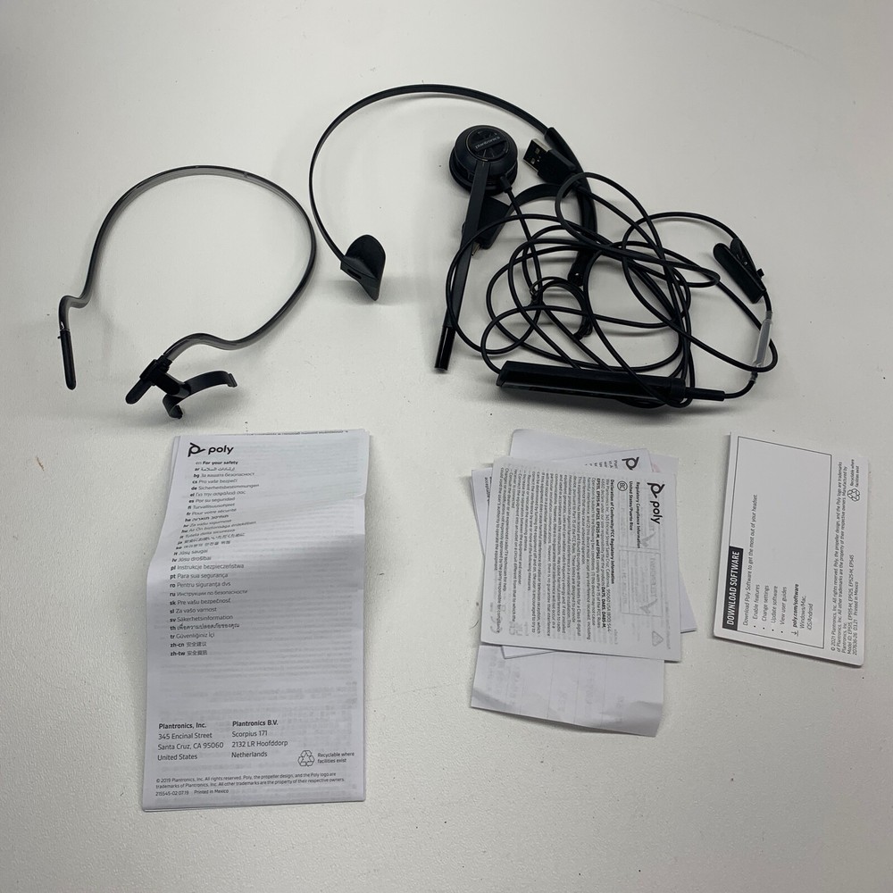 Poly Plantronics + Polycom EncorePro 545 USB-A and USB-C USB Headset