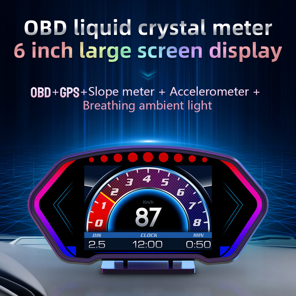 Car Head Up Display OBD GPS Gauge Multi-Function Dashboard Digital Speedometer