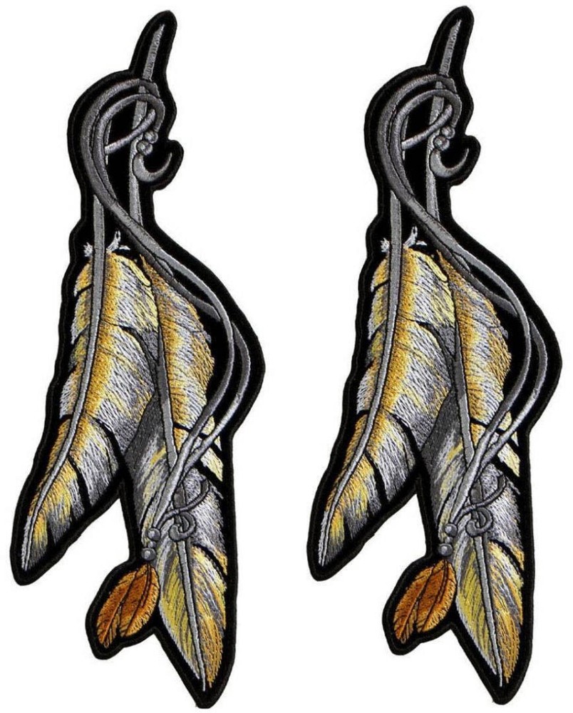 Native American Feathers Embroidered Patch |2PC iron on or Sew  5"x2"