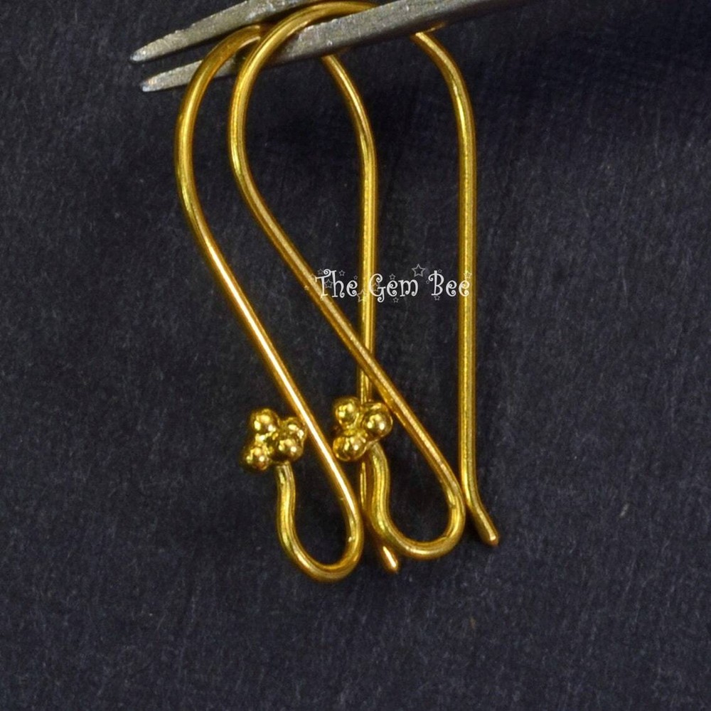 18k Solid Yellow Gold Earwires With Daisy Ends 1 pair
