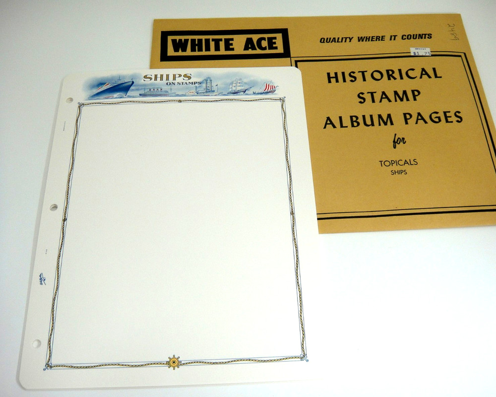 White Ace 12 Blank Topical Border Pages Ships on Stamps Topicals NOS