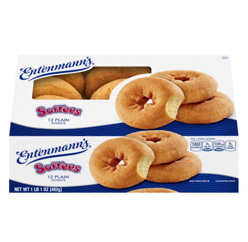 🟢 New Entenmann's SOFTEES Plain Soft Snack Pastries Donuts 1lb