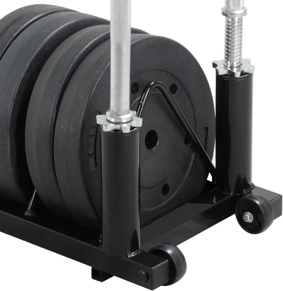Horizontal Barbell Bumper Plate Rack Holder Olympic Bar Storage Rack with Handle