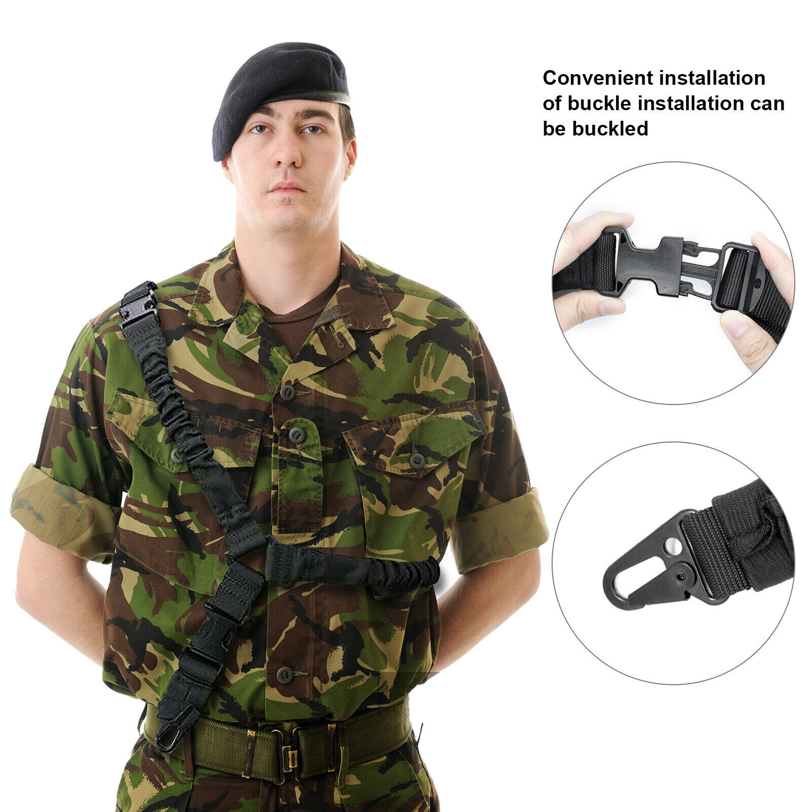 Tactical One Single Point Sling Strap Bungee Rifle Gun Sling with QD Buckle