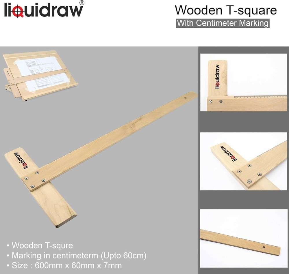 Liquidraw A2 Artist Drawing Board Adjustable Solid Wood With 60cm T Square Ruler
