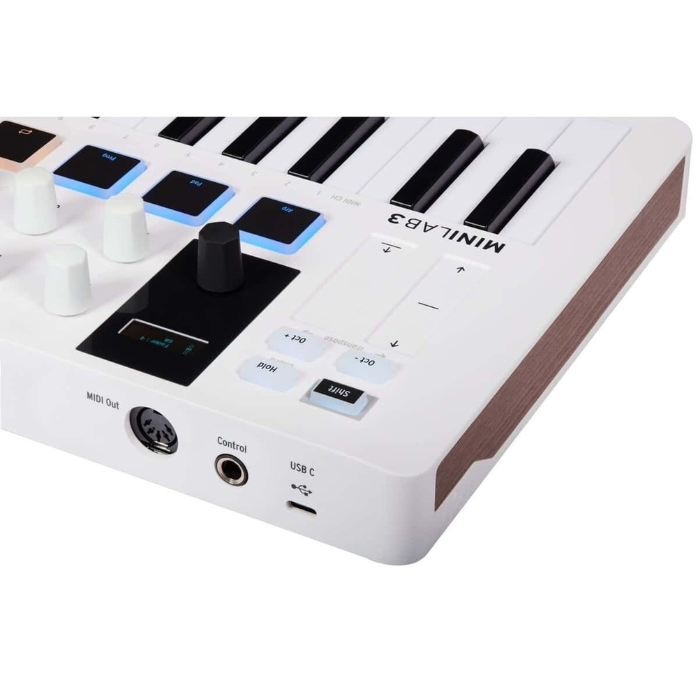 Arturia MiniLab 3 25-Note Compact MIDI Keyboard and Pad Controller, White