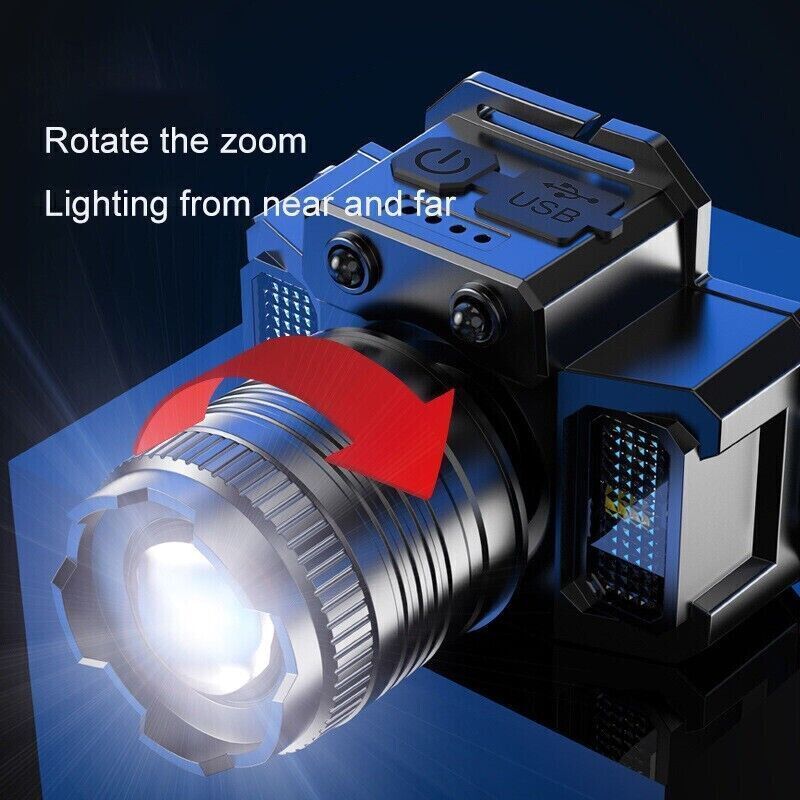 Powerful 12000000LM LED Rechargeable Headlight Zoomable Headlamp Head Torch US