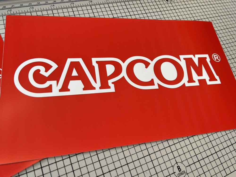 Capcom Red Arcade Side Art Sticker Pair 16” x 5”