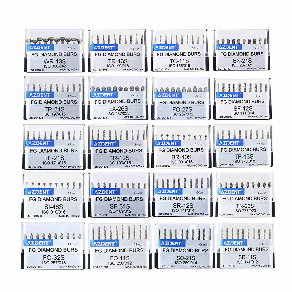 AZDENT Dental Super Coarse Diamond Burs Drills FG For High Speed Handpiece