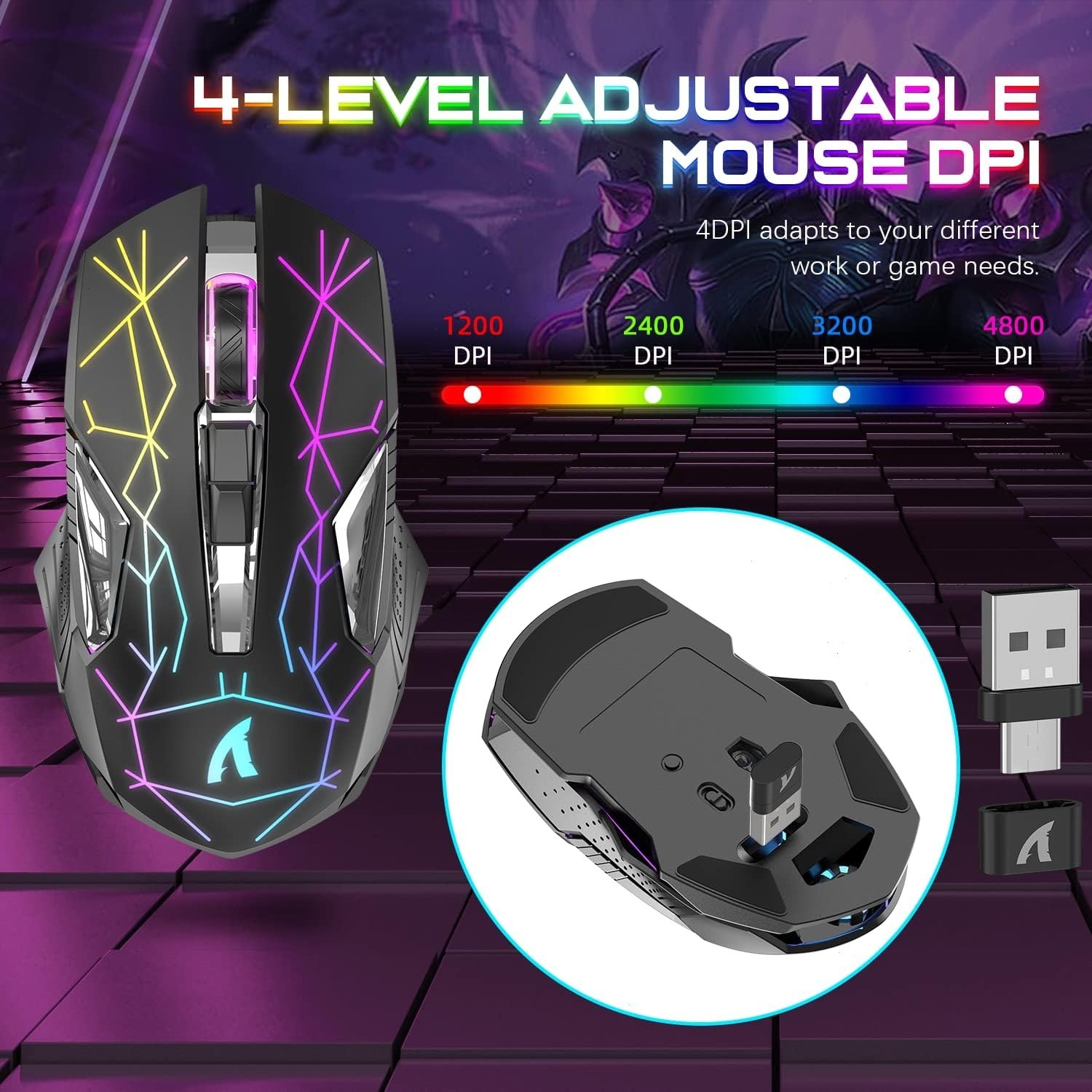 T3 Wireless Gaming Keyboard and Mouse Combo RGB Backlit Rechargeable for PC Mac