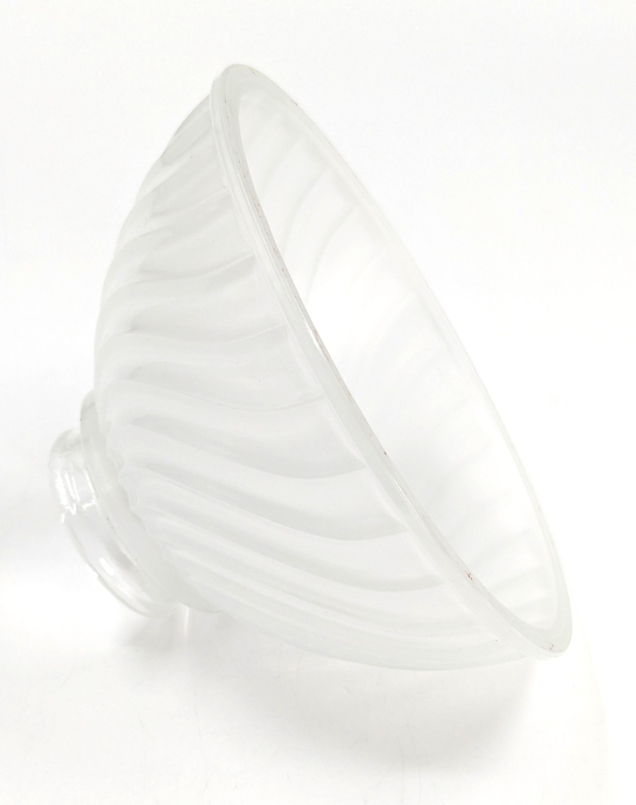 NOS! Frosted Swirl 6-1/2” dia. Low Bowl Glass Light Shade 2-1/4” Fitter VG Cond.