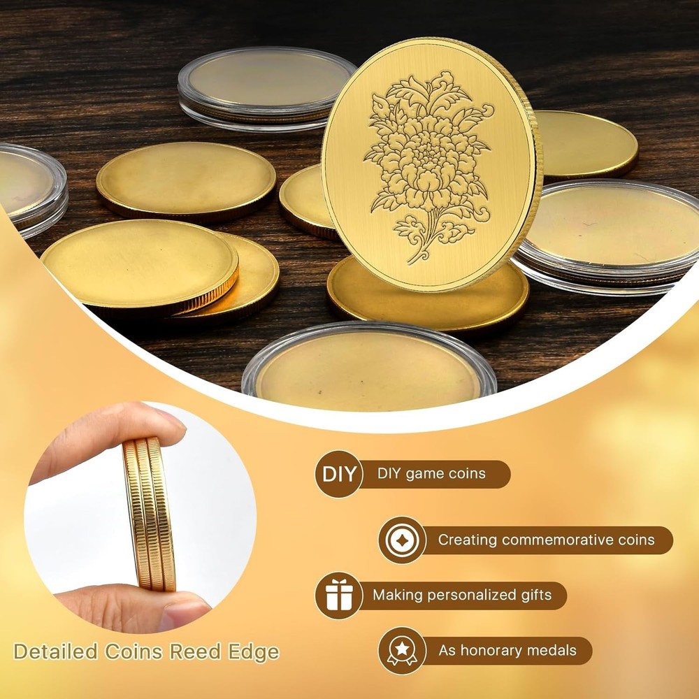 10 Pcs Blank Challenge Coins for Engraving, Aemygo 40mm Solid Brass...