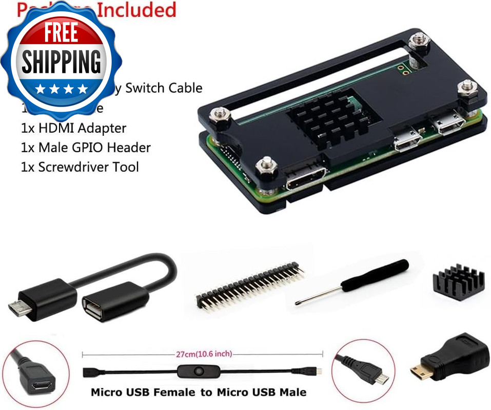 Raspberry Pi Zero 2 Case Raspberry Pi Zero Case Kit with Pi Zero Heatsink...
