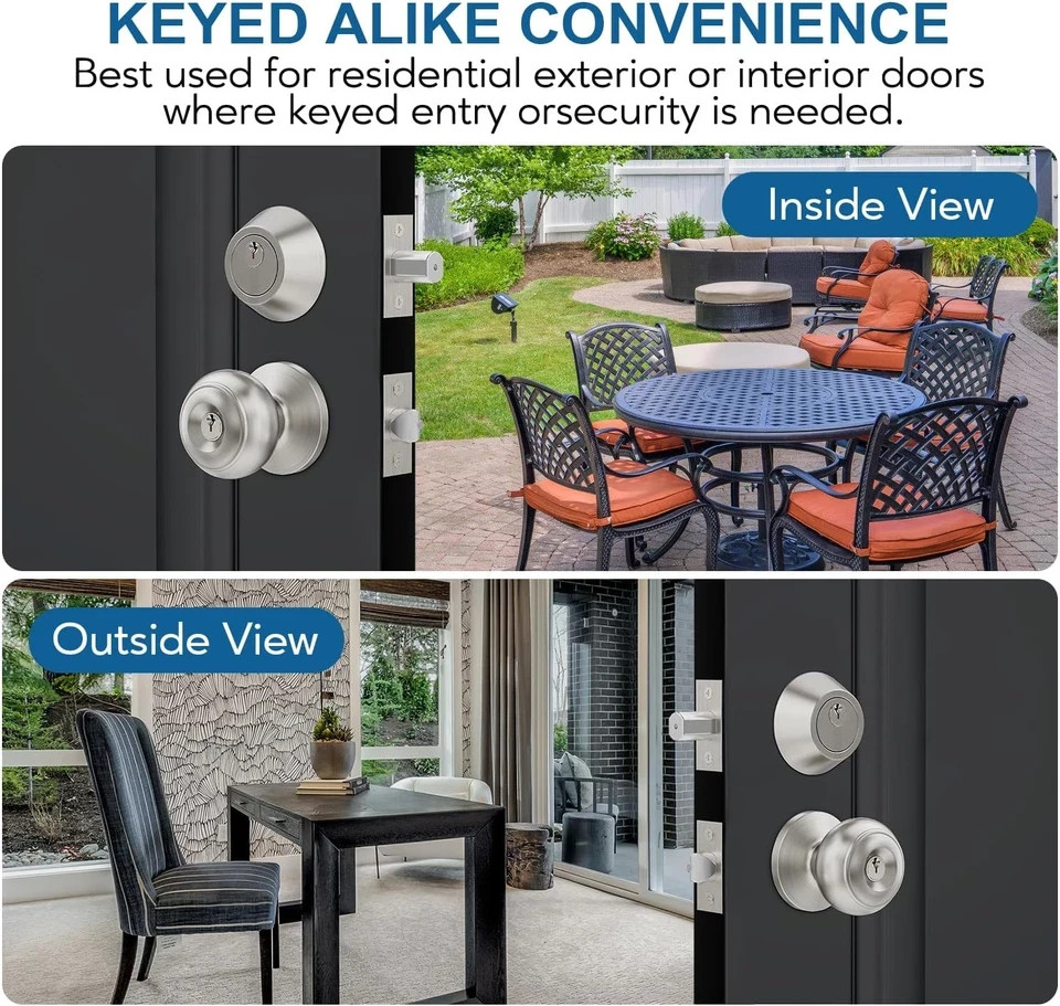 1 Set All Keyed Same Entry Door Knobs and Single Cylinder Deadbolt Combo Set Fo