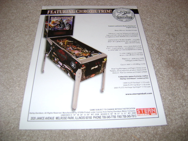 STERN pinball flyer HARLEY DAVIDSON