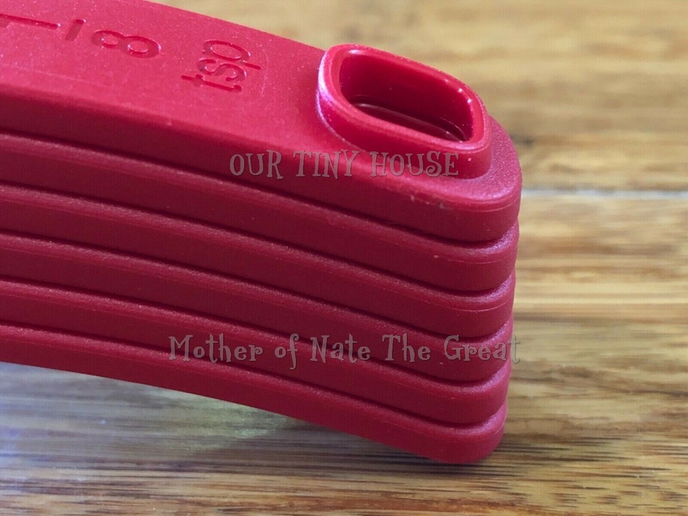 Tupperware Measuring Spoons Set 6 Red Nesting Scoops - New