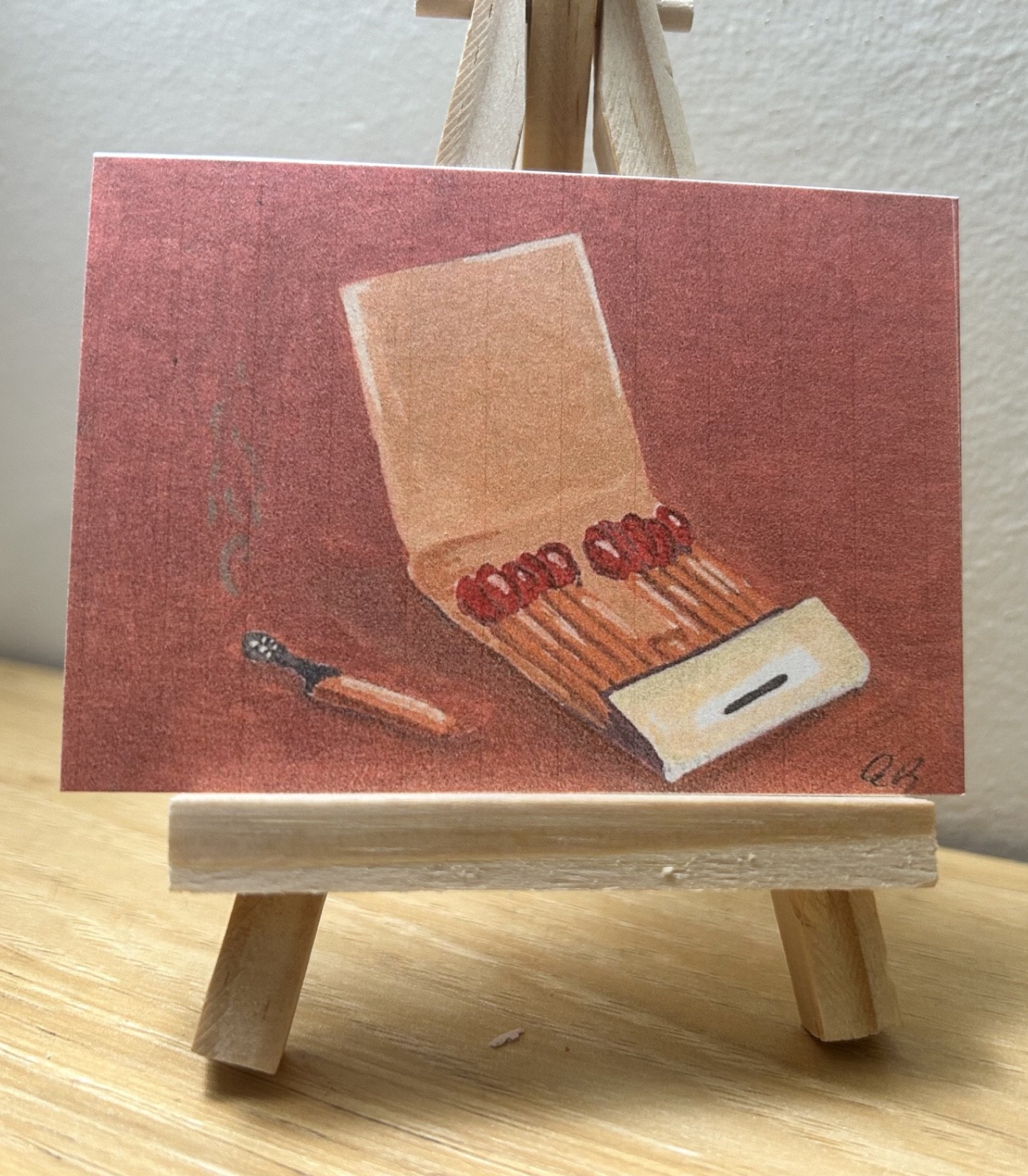 ACEO PRINT of Acrylic Painting, Matchbook, Original art by Emily Beck, 2.5 x 3.5