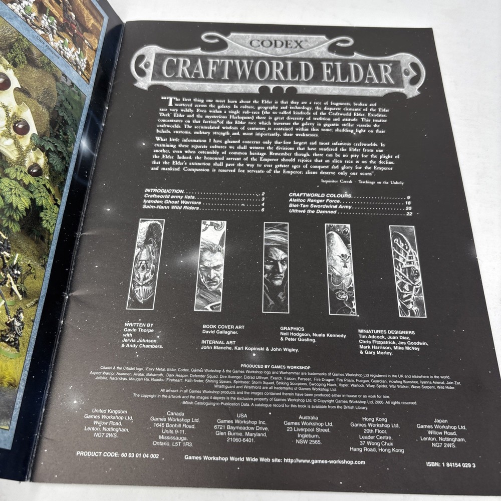 Warhammer 40K Classic Craftworld Eldar Codex 2000 Very Good Army Book OOP