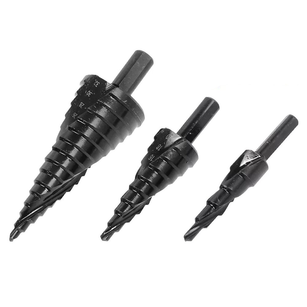 3Pcs/Set HSS Step Drill Bit Set Large Cone Titanium Bit Set Metal Hole Cutter