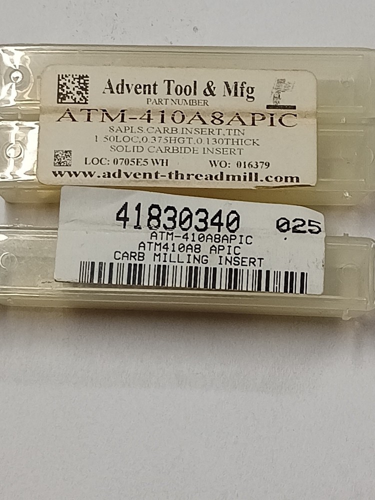 Carbide Thread Mill Inserts ATM420A8APIC TiN Advent Tool