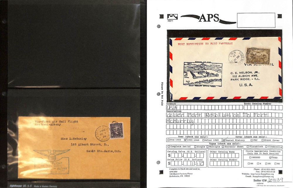 Canada Stamp Collection, Cacheted 1st Flight Covers, 1928-1929, 10 Different