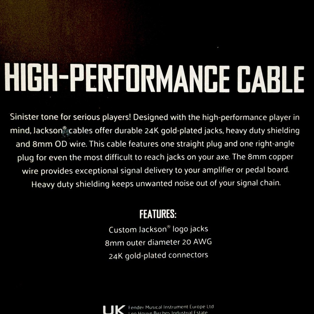 Jackson High Performance Cable - Black 21.85' (6.66 m) Angle End