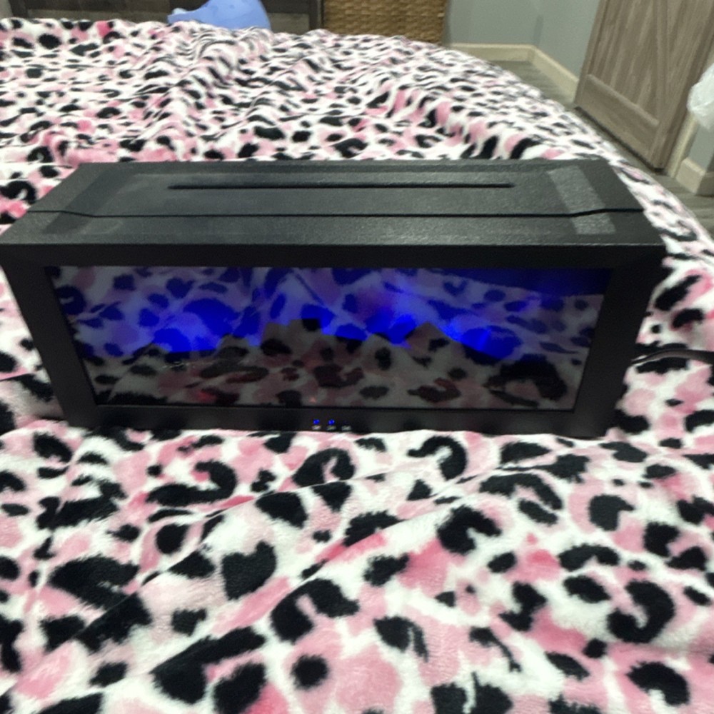 Freestanding Electric Fireplace Black, Adjustable Flame Colors, Remote Control