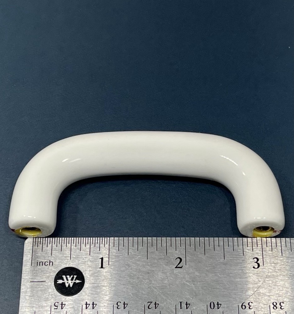 White Porcelain Ceramic Cabinet Handle Kitchen Pull Bath Drawer Red Stripe