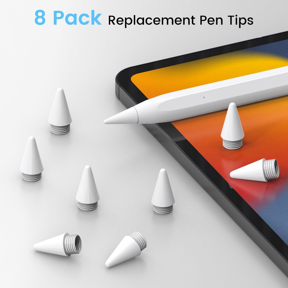 8 Pack Replacement Tips Only Compatible with Stylus Hidden White