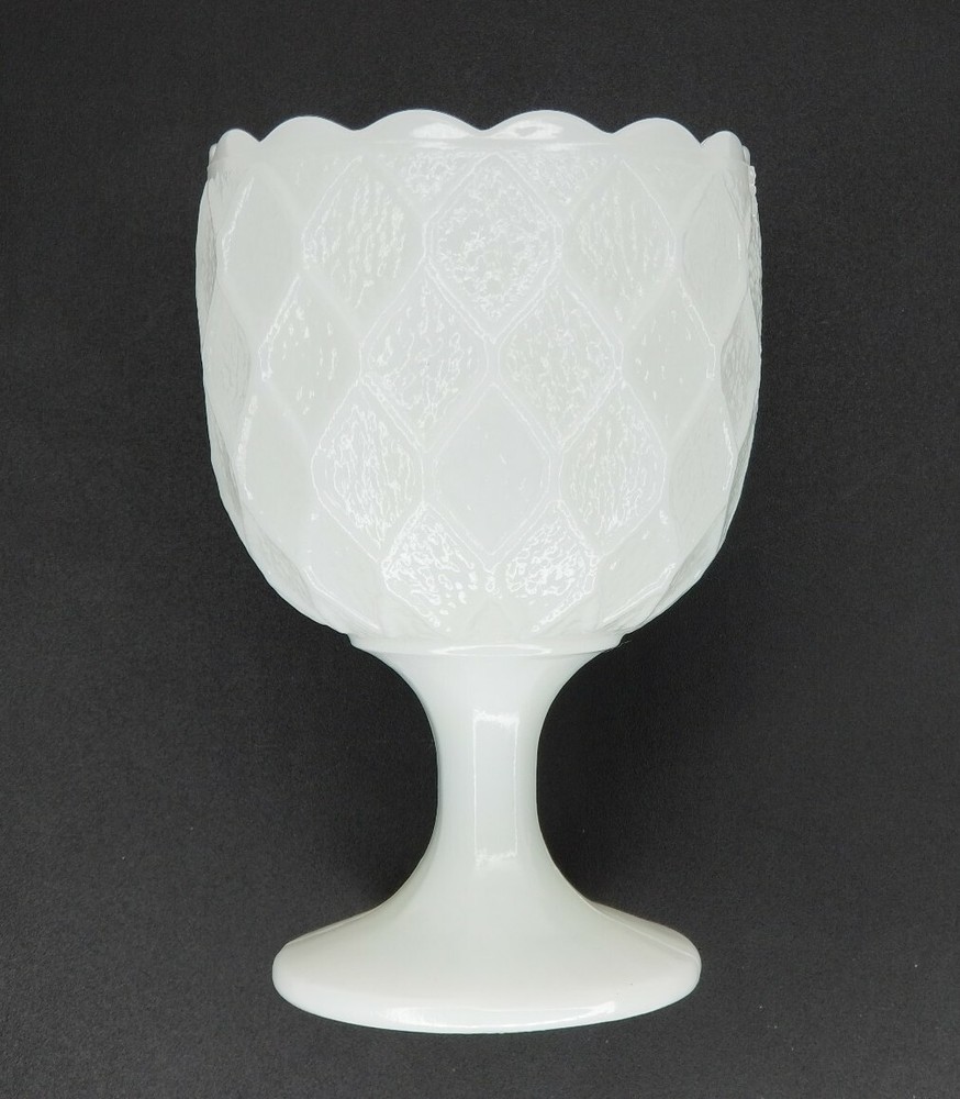 Vase Milk Glass Large Depression Glass, X Pattern