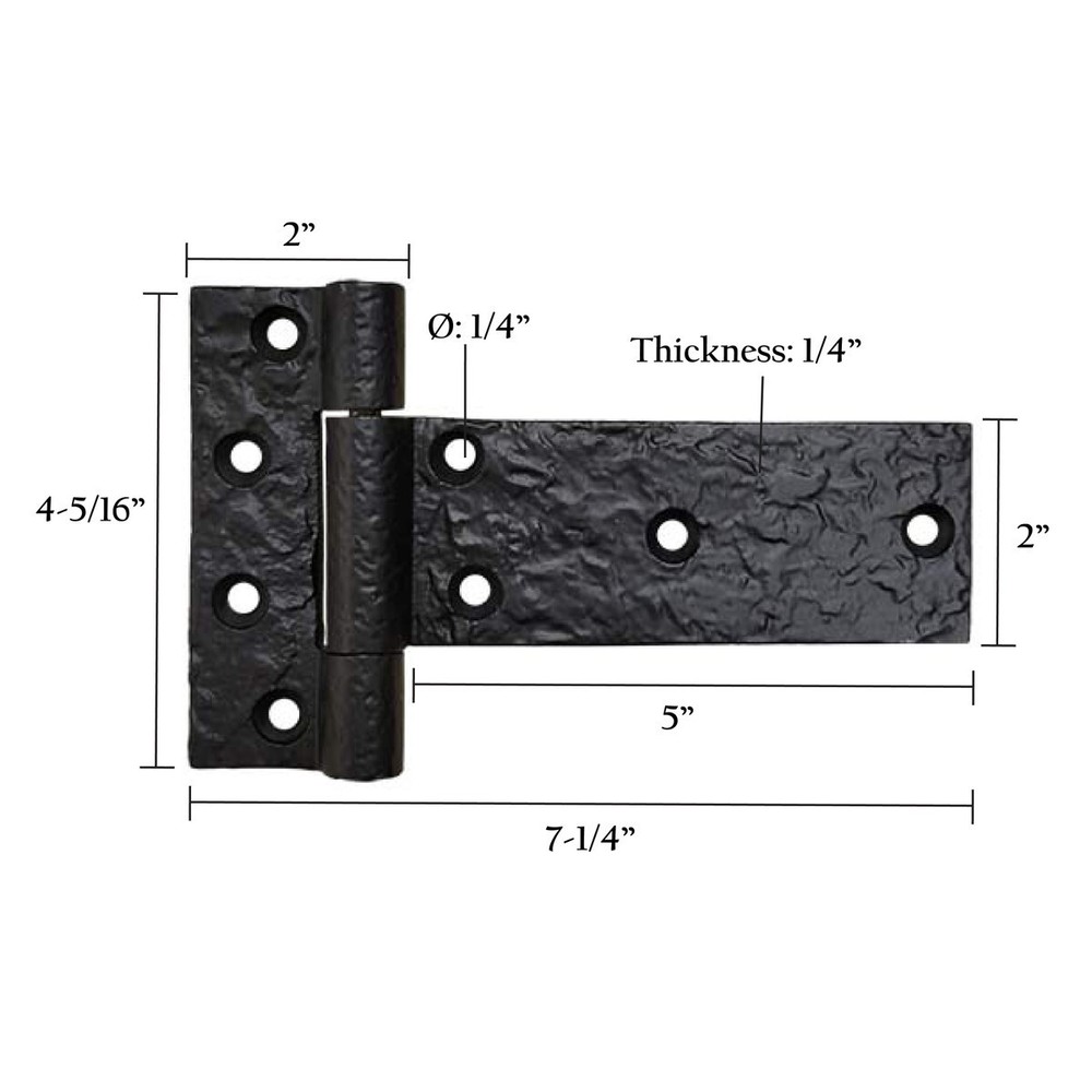 6" Decorative Tee Cast Iron Strap Hinge Gate Door Black Finish