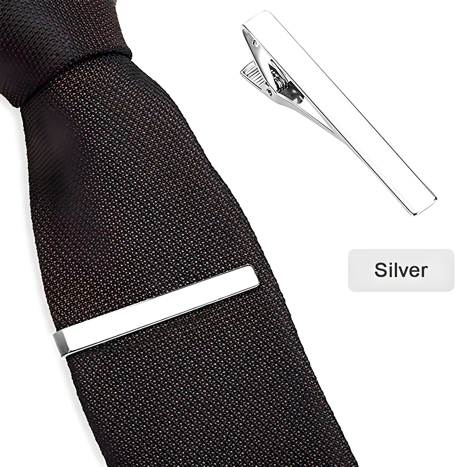 2.2" Inches Silver Stainless Steel Tie Clip Bar Necktie Silver Mens Clasp Clamp