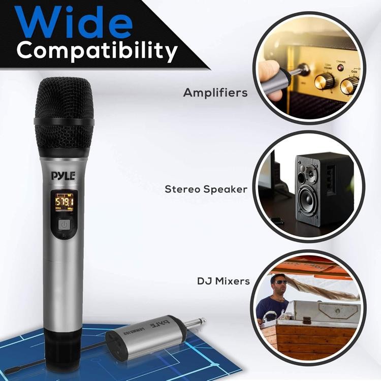 Pyle Portable VHF Wireless Microphone System - Professional Battery Operated Han