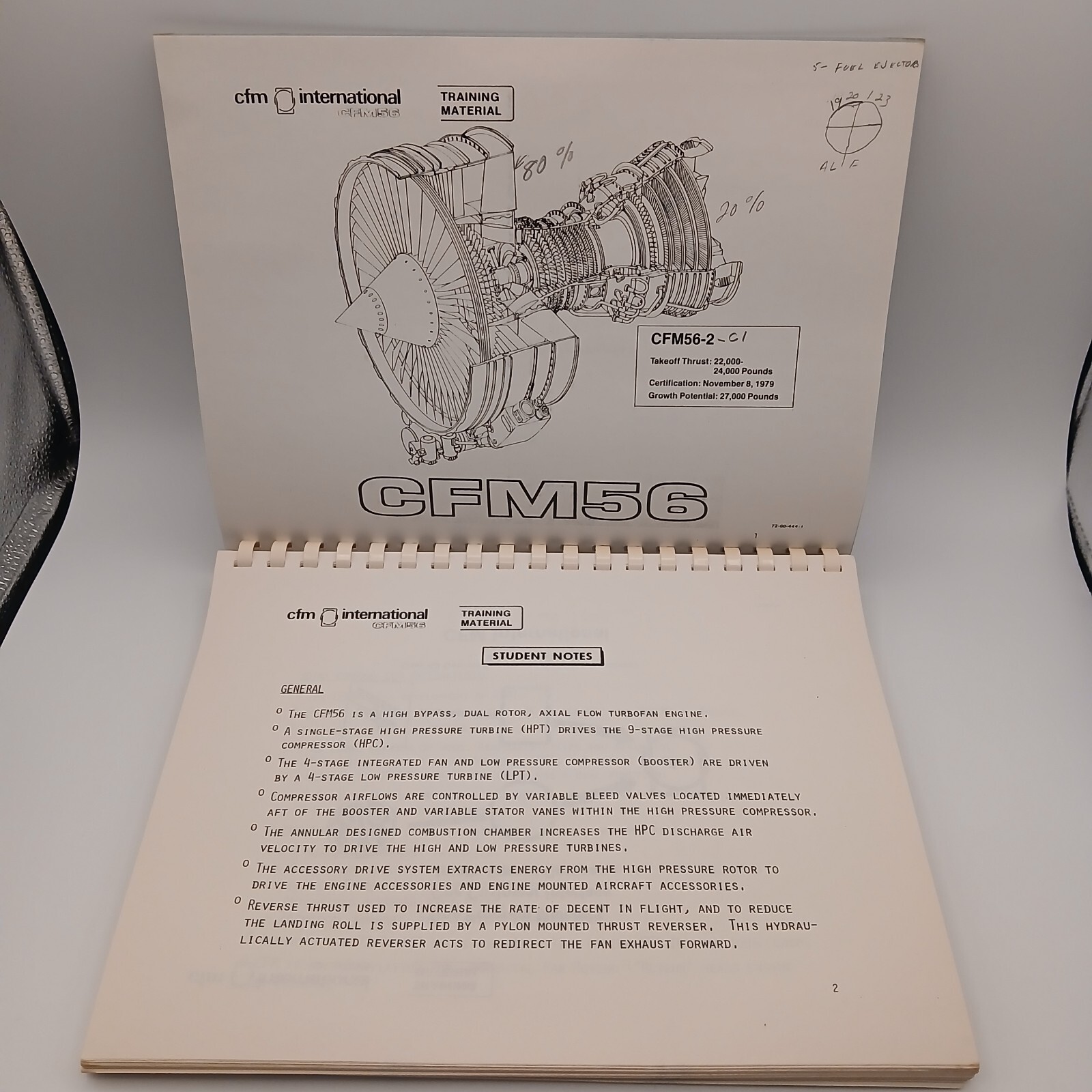 Vintage CFM International CFM56 Turbofan Engine Basic Students Notebook Manual