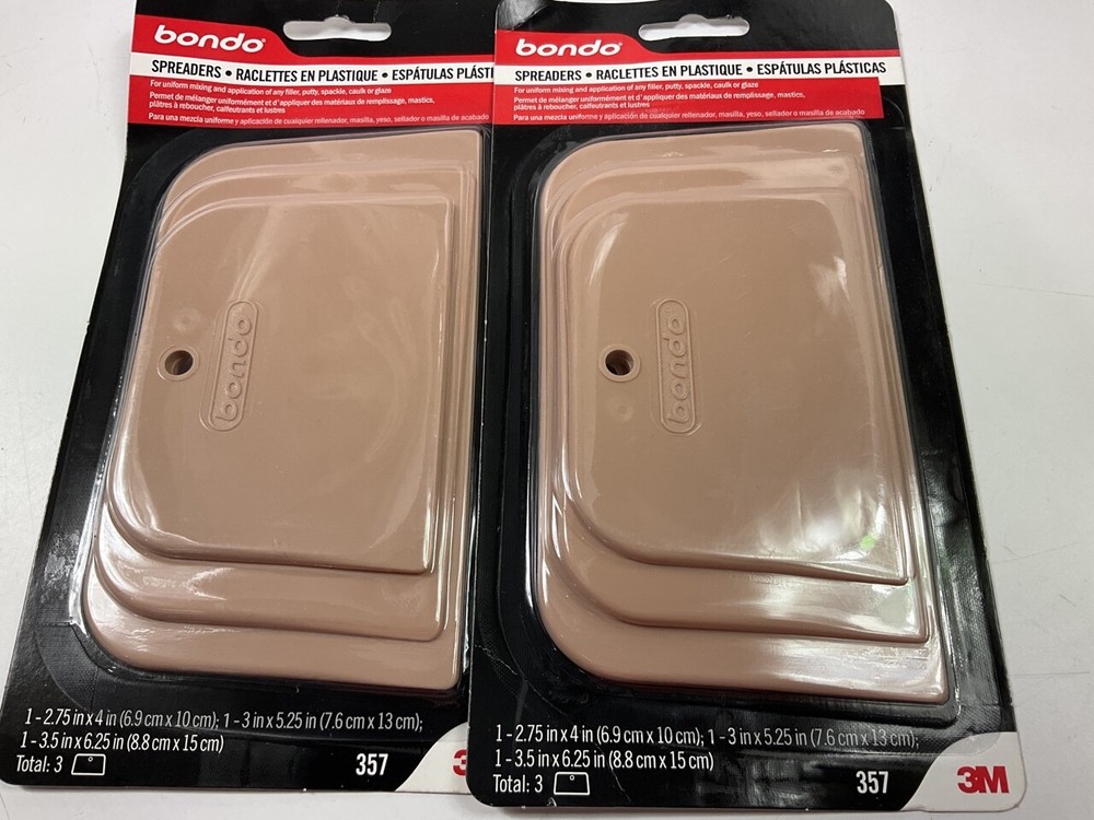 (2) 3m 357 Bondo Plastic Spreaders - 3 Sizes - 2.75", 3", 3.5"