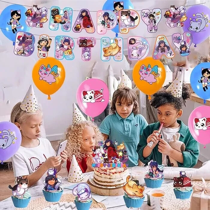 Aphmau Cat Theme Birthday Party Supplies Kit for Kids Decoration