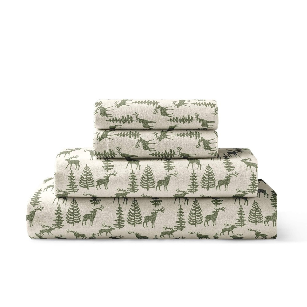 Brielle Home Flannel Sheet Set Cotton Soft Warm & Cozy Modern Chic with Elast...