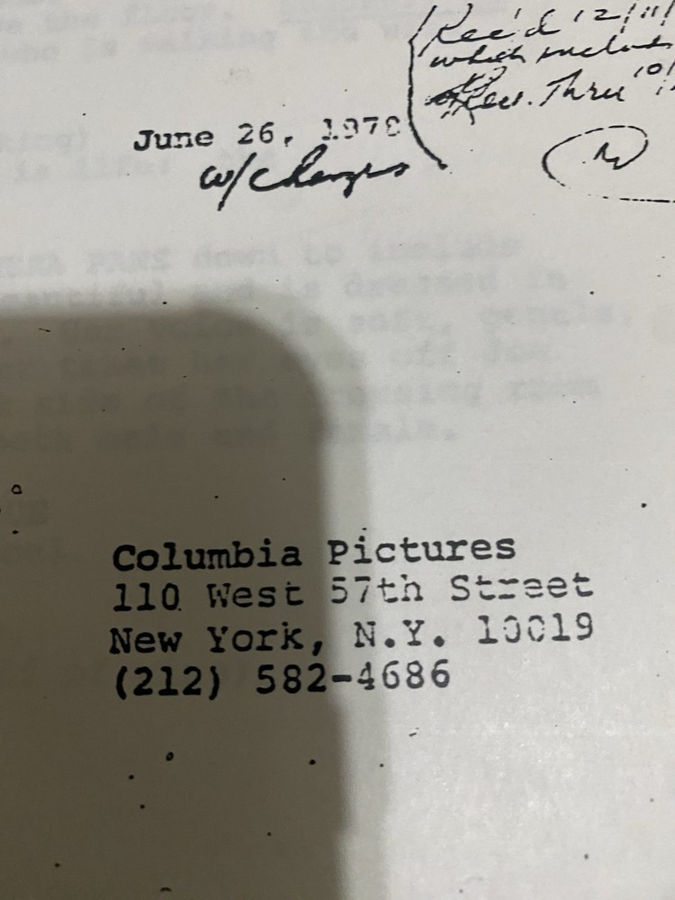 “All That Jazz” First Draft Studio Script With Changes