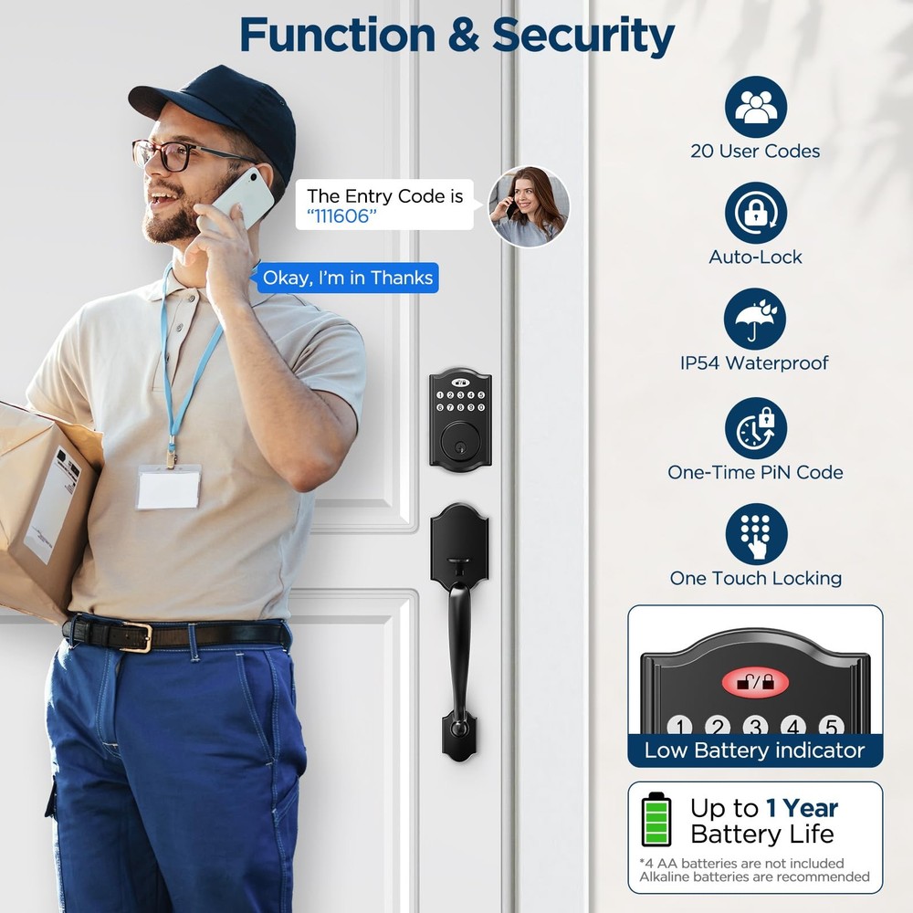 Keyless Entry Door Lock Deadbolt with Handle Set, Smart Locks for Front Door,...