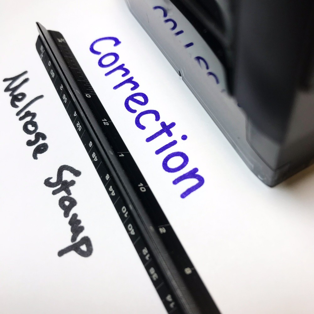 Correction Rubber Stamp Purple Ink Self Inking Ideal 4913