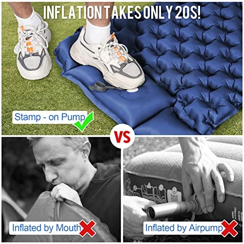 Sleeping Pad, Ultralight Inflatable Sleeping Pad for Camping, Built-in Blue